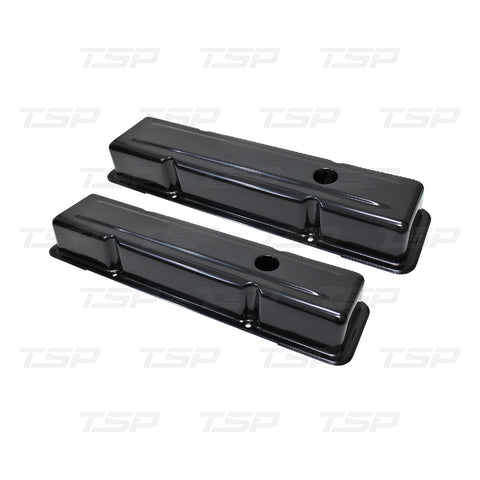 SP8196BK  SBC BLACK PERIMETER-BOLT SHORT BLACK STEEL VALVE COVERS