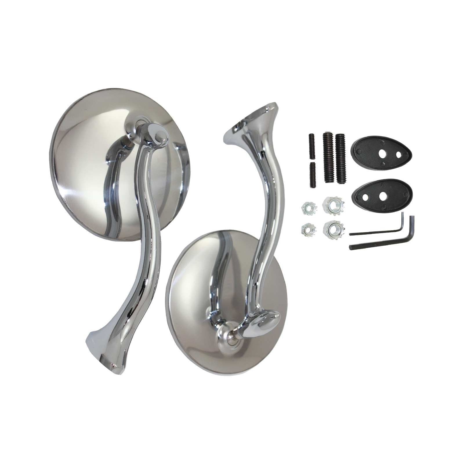 SP8223   4" Stainless Steel Swan Neck Style Side View Mirrors