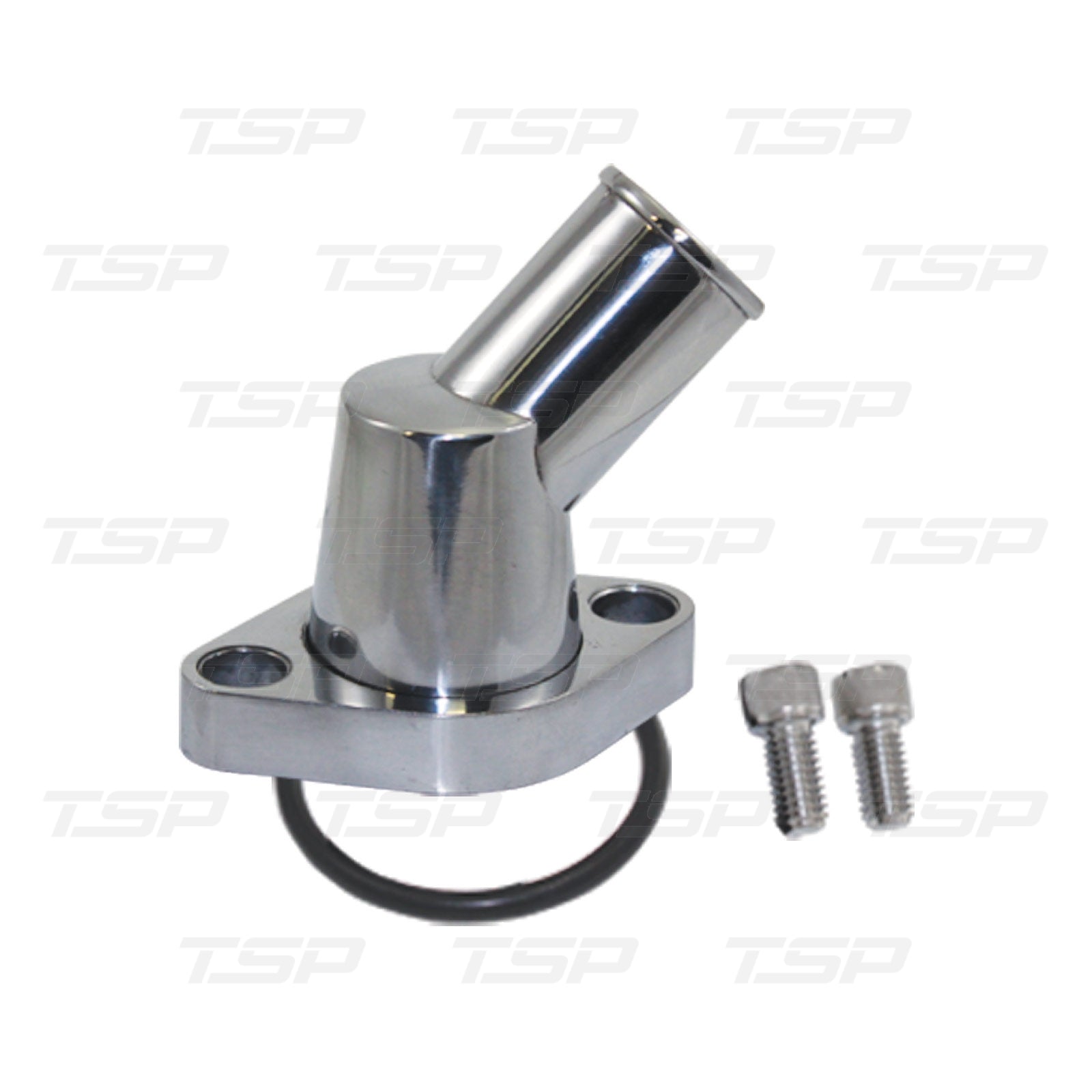 SP8455 CHEVY V8 POLISHED ALUMINUM 45° WATER NECK