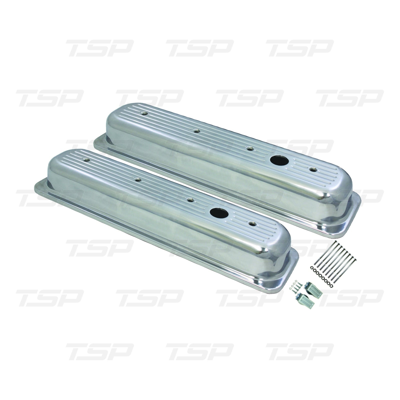 SP8479 CHEVY SMALL BLOCK CENTER-BOLT SHORT BALL MILLED POLISHED ALUMINUM VALVE COVERS