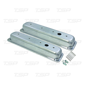 SP8479 CHEVY SMALL BLOCK CENTER-BOLT SHORT BALL MILLED POLISHED ALUMINUM VALVE COVERS