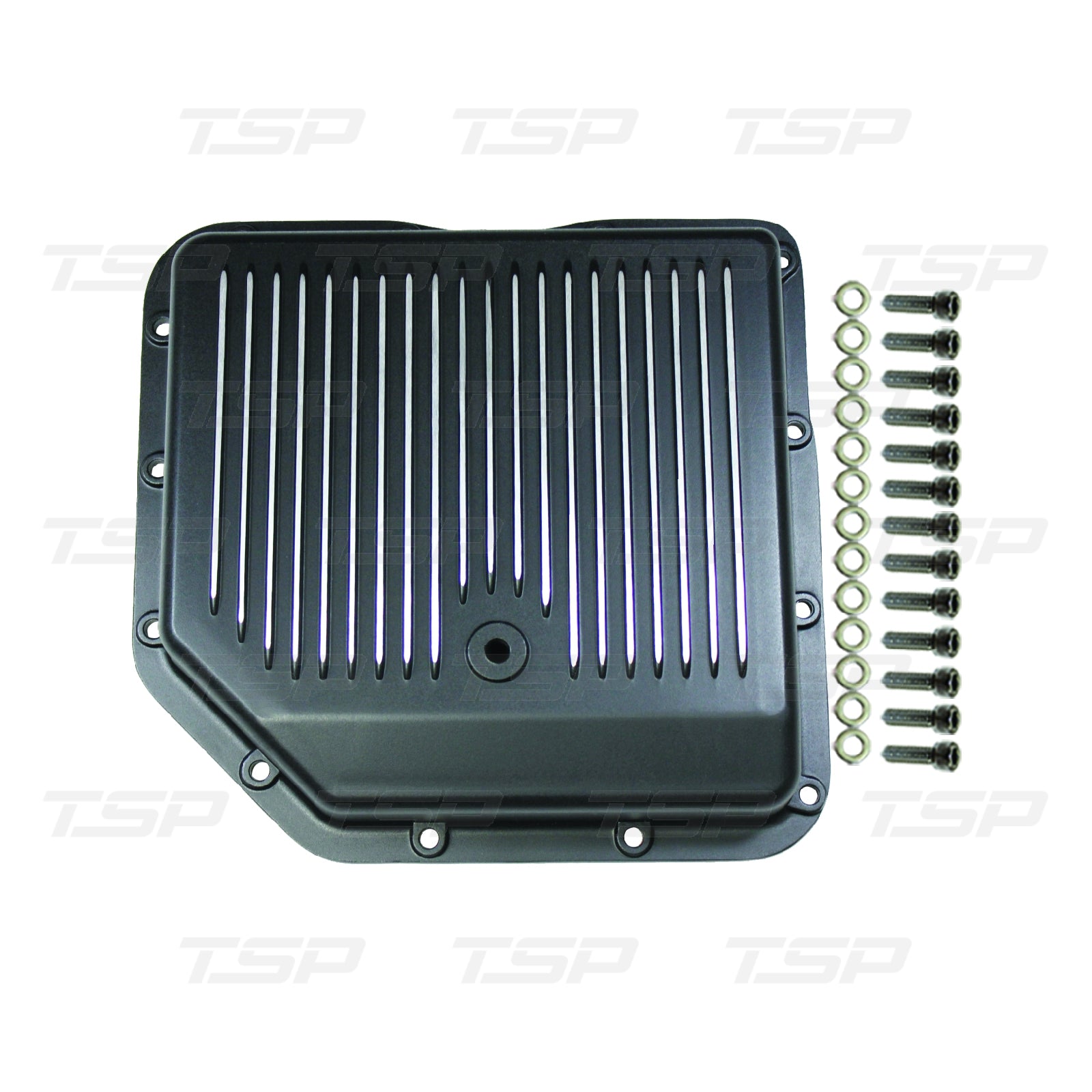 SP8491BK GM TURBO 350 BLACK FINNED ALUMINUM TRANSMISSION PAN