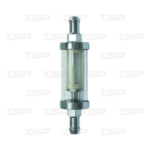 SP9271 CHROME & GLASS FUEL FILTER WITH NYLON ELEMENT & 5/16" INLET / OUTLET