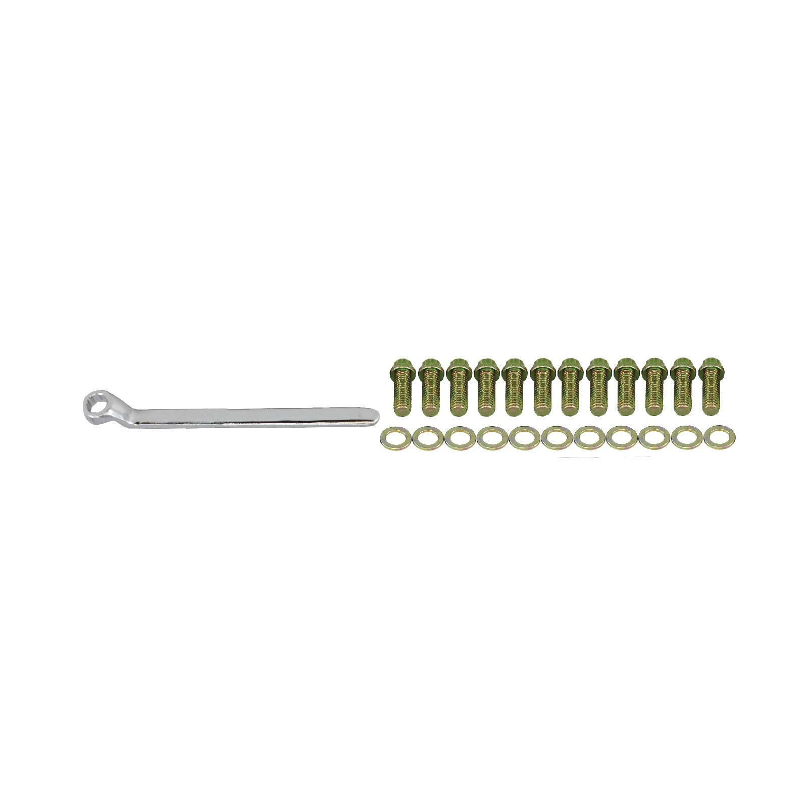 SP9845 Chevy Small Block Gold Zinc Steel 12-Point Head Intake Manifold Bolt Kit with Wrench