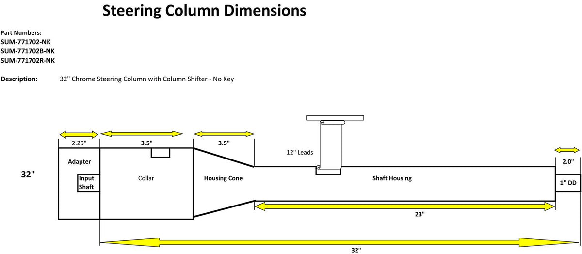 Summit Racing® Column Shift Steering Columns SUM-771702-NK – The Speedshop