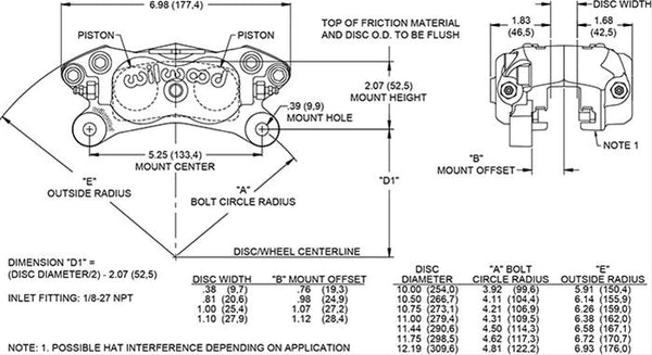 Wilwood Disc Brakes 120-13844-BK - Wilwood Forged Billet Dynalite Internal Brake Calipers