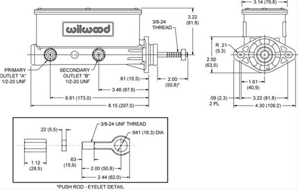 Wilwood Aluminum Master Cylinders 260-14157 FORD